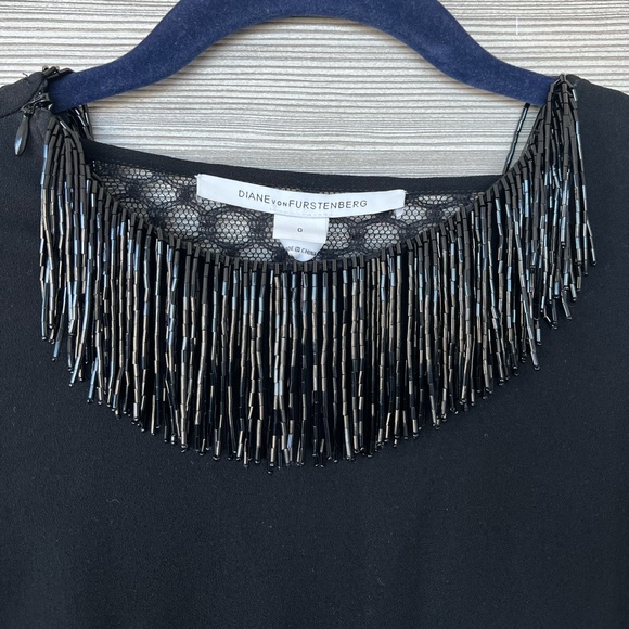 DVF Black Cocktail Dress | Embellished Neck & Back | 0 (NWT) - Picture 8 of 14